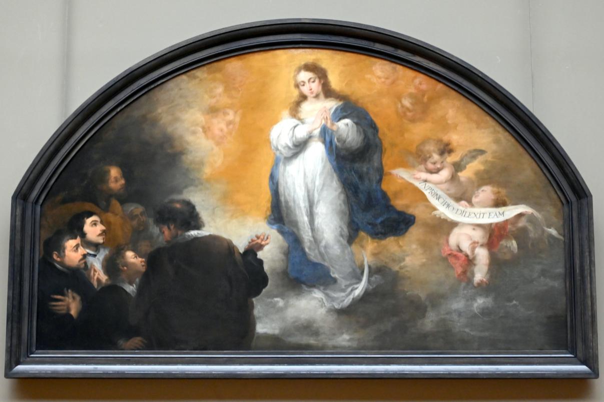 Bartolomé Esteban Murillo (1645–1678), Erscheinung der Unbefleckten Jungfrau vor sechs Personen, Sevilla, Iglesia de Santa María la Blanca, jetzt Paris, Musée du Louvre, Saal 718, 1665