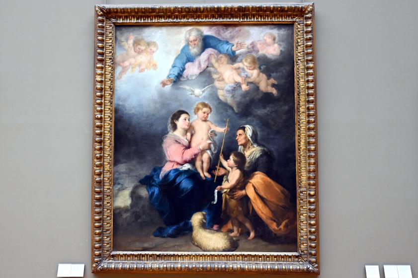 Bartolomé Esteban Murillo (1645–1678), Die Heilige Familie (Madonna von Sevilla), Paris, Musée du Louvre, Saal 718, 1665–1670, Bild 1/2