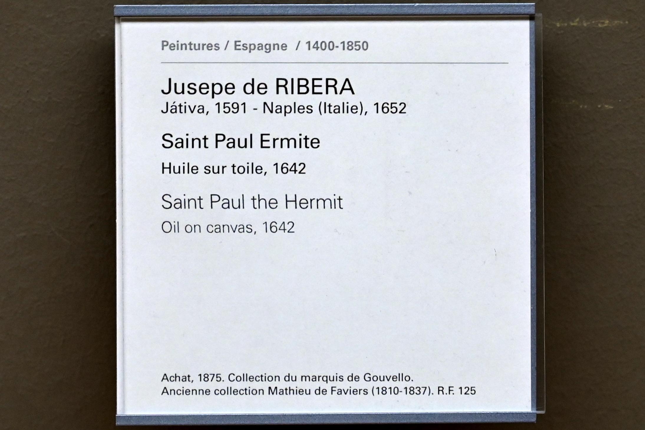 Jusepe de Ribera (1607–1650), Hl. Paulus von Theben, Paris, Musée du Louvre, Saal 718, 1642, Bild 2/2