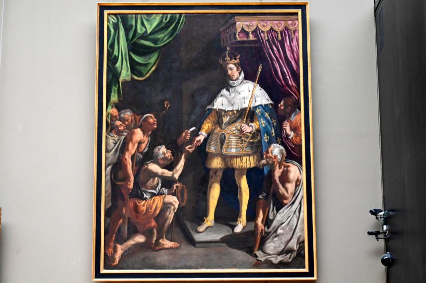 Luis Tristán (1617–1619), Der heilige Ludwig, König von Frankreich, verteilt Almosen, Toledo, Kloster San Pedro Mártir, jetzt Paris, Musée du Louvre, Saal 718, um 1615–1620, Bild 1/2