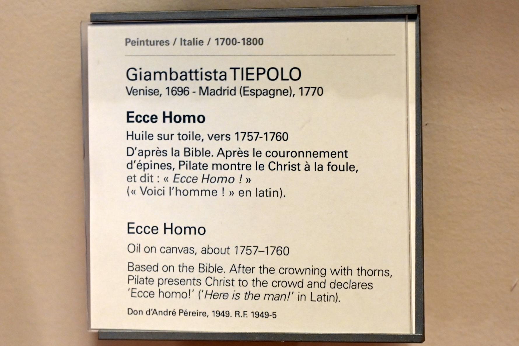 Giovanni Battista Tiepolo (1715–1785), Ecce Homo, Paris, Musée du Louvre, Saal 725, um 1757–1760, Bild 2/2