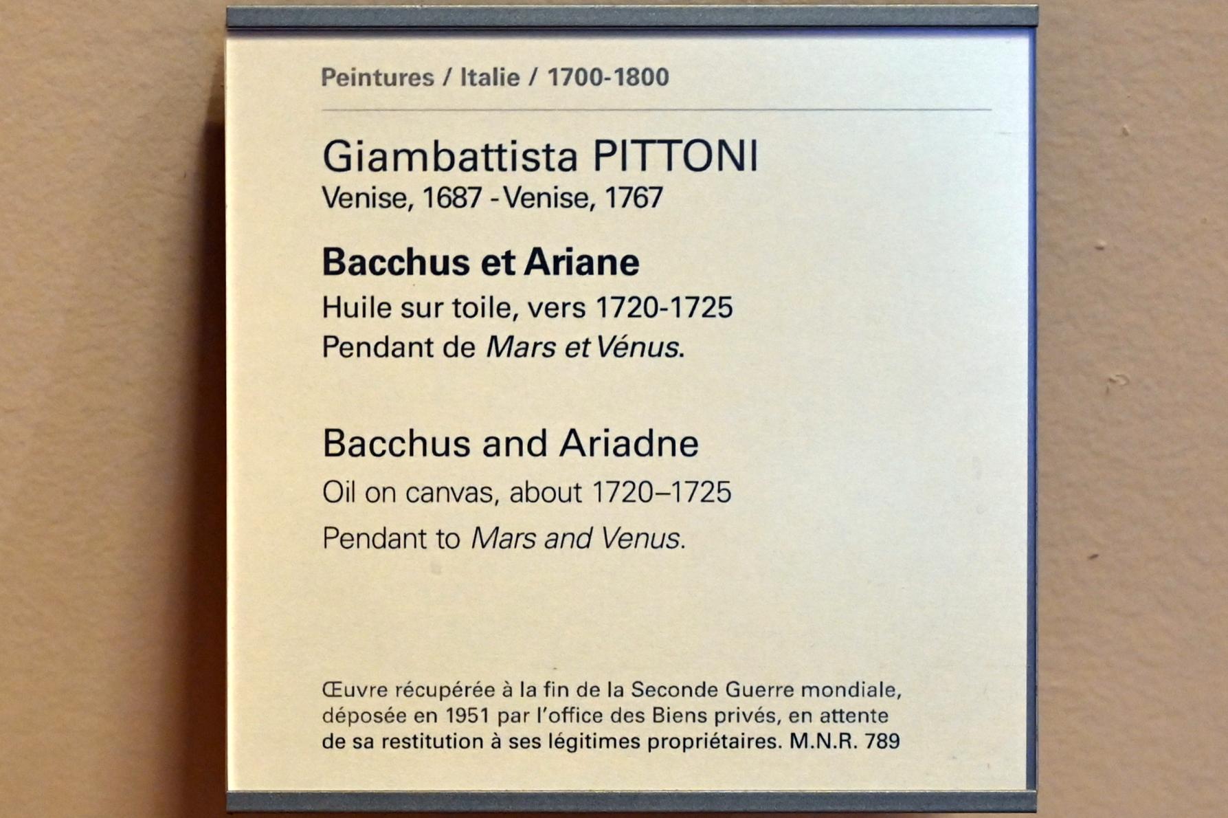 Giovanni Battista Pittoni (1722–1748), Bacchus und Ariadne, Paris, Musée du Louvre, Saal 724, um 1720–1725, Bild 2/2