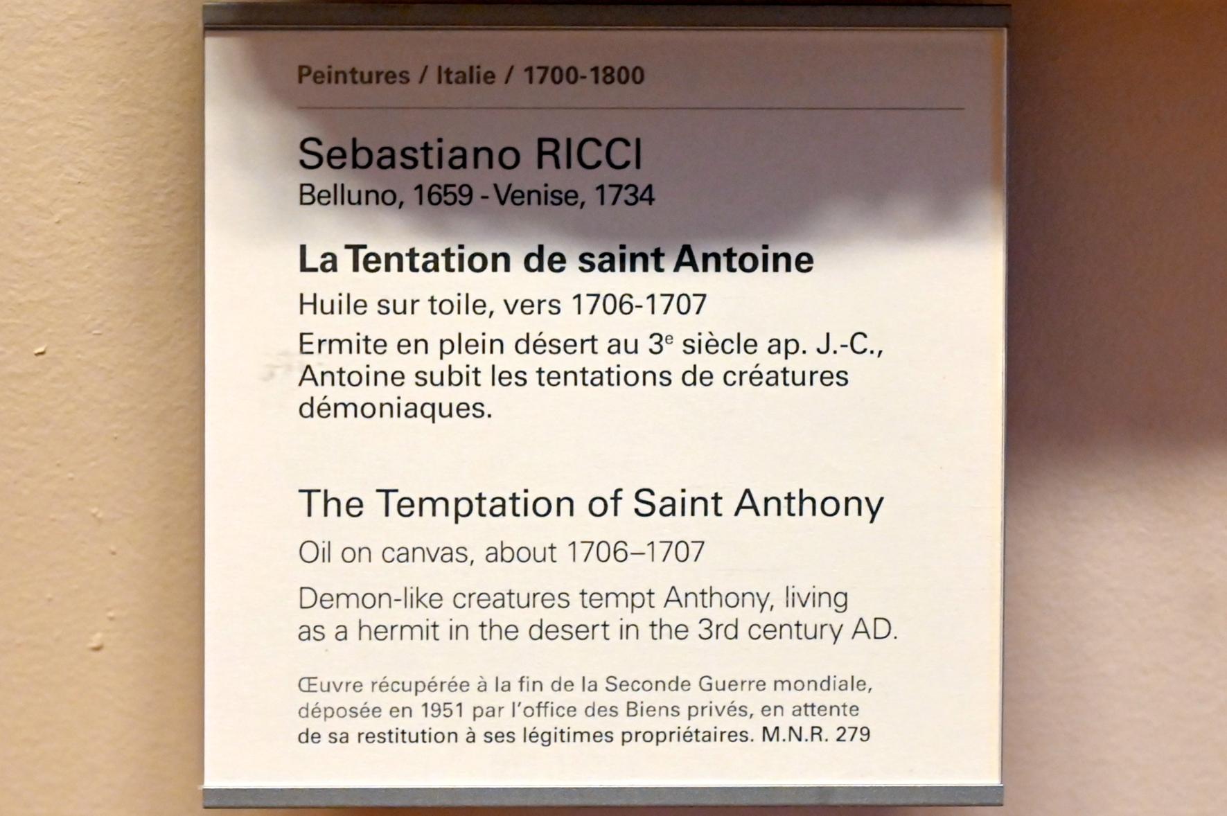 Sebastiano Ricci (1692–1733), Die Versuchung des Heiligen Antonius, Paris, Musée du Louvre, Saal 724, um 1706–1707, Bild 2/2