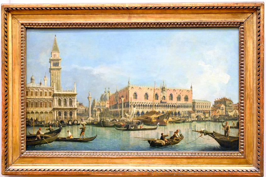 Giovanni Antonio Canal ("Canaletto") (1722–1765), Der Molo vom Bacino di San Marco aus gesehen, Paris, Musée du Louvre, Saal 723, um 1735–1755, Bild 1/2