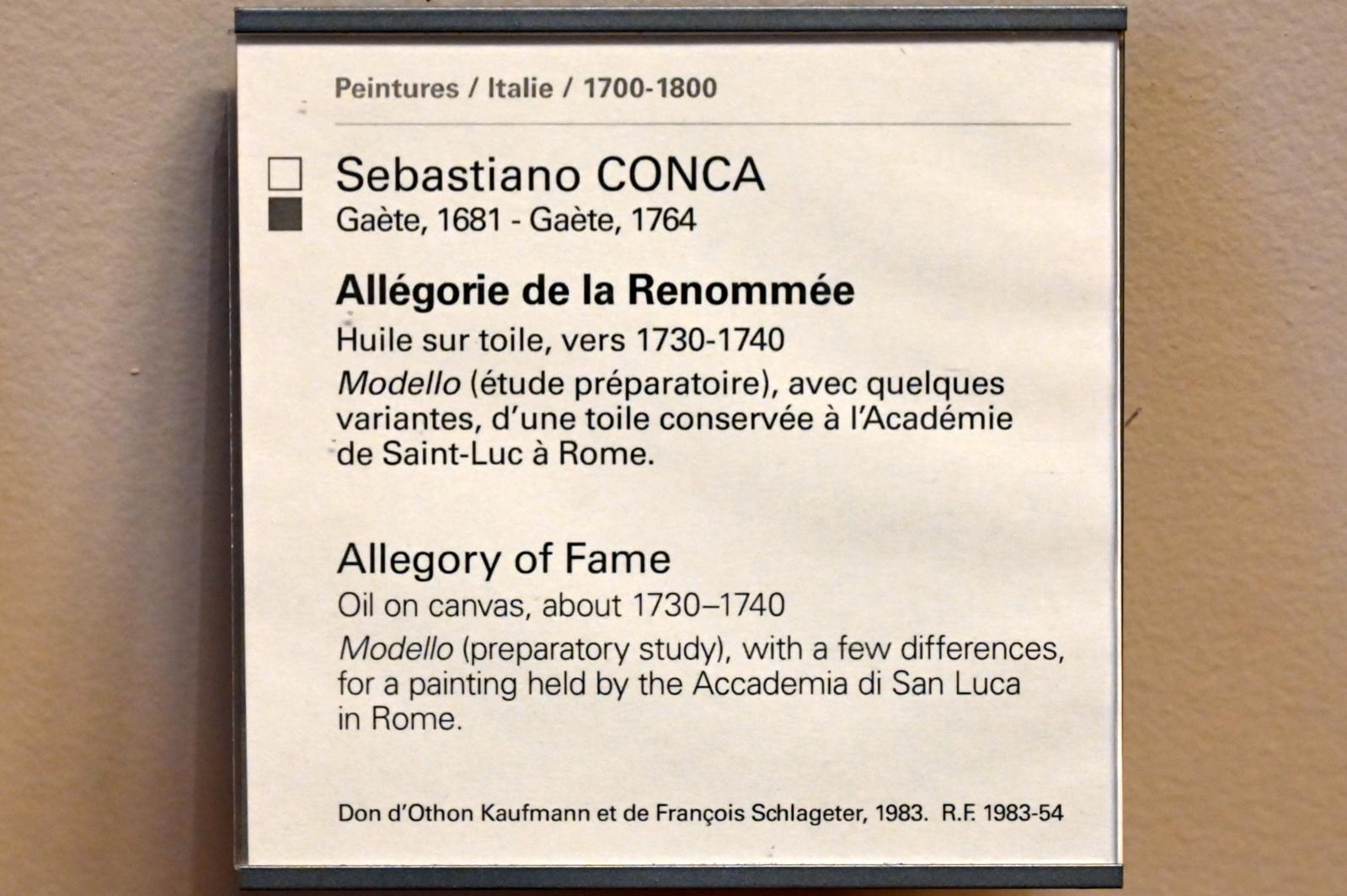 Sebastiano Conca (1735–1745), Allegorie des Ruhmes, Paris, Musée du Louvre, Saal 721, um 1730–1740, Bild 2/2