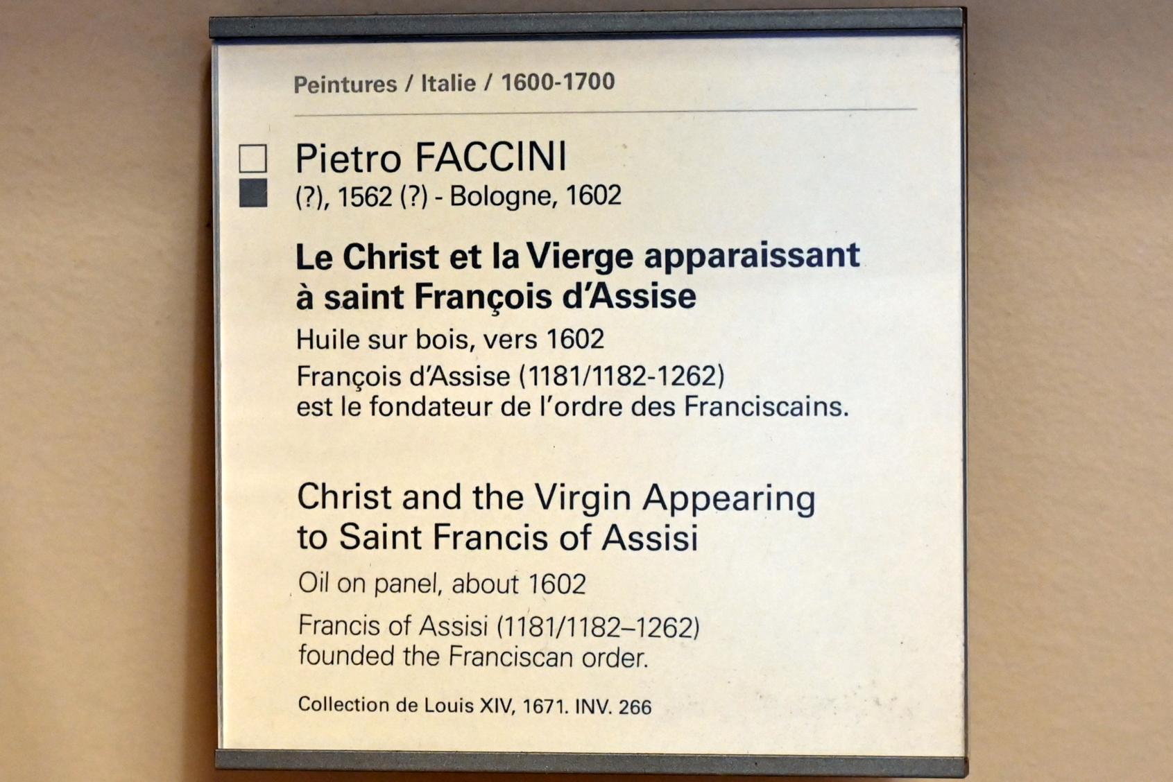 Pietro Faccini (1600–1602), Christus und die Jungfrau erscheinen dem Heiligen Franziskus von Assisi, Paris, Musée du Louvre, Saal 727, um 1602, Bild 2/2