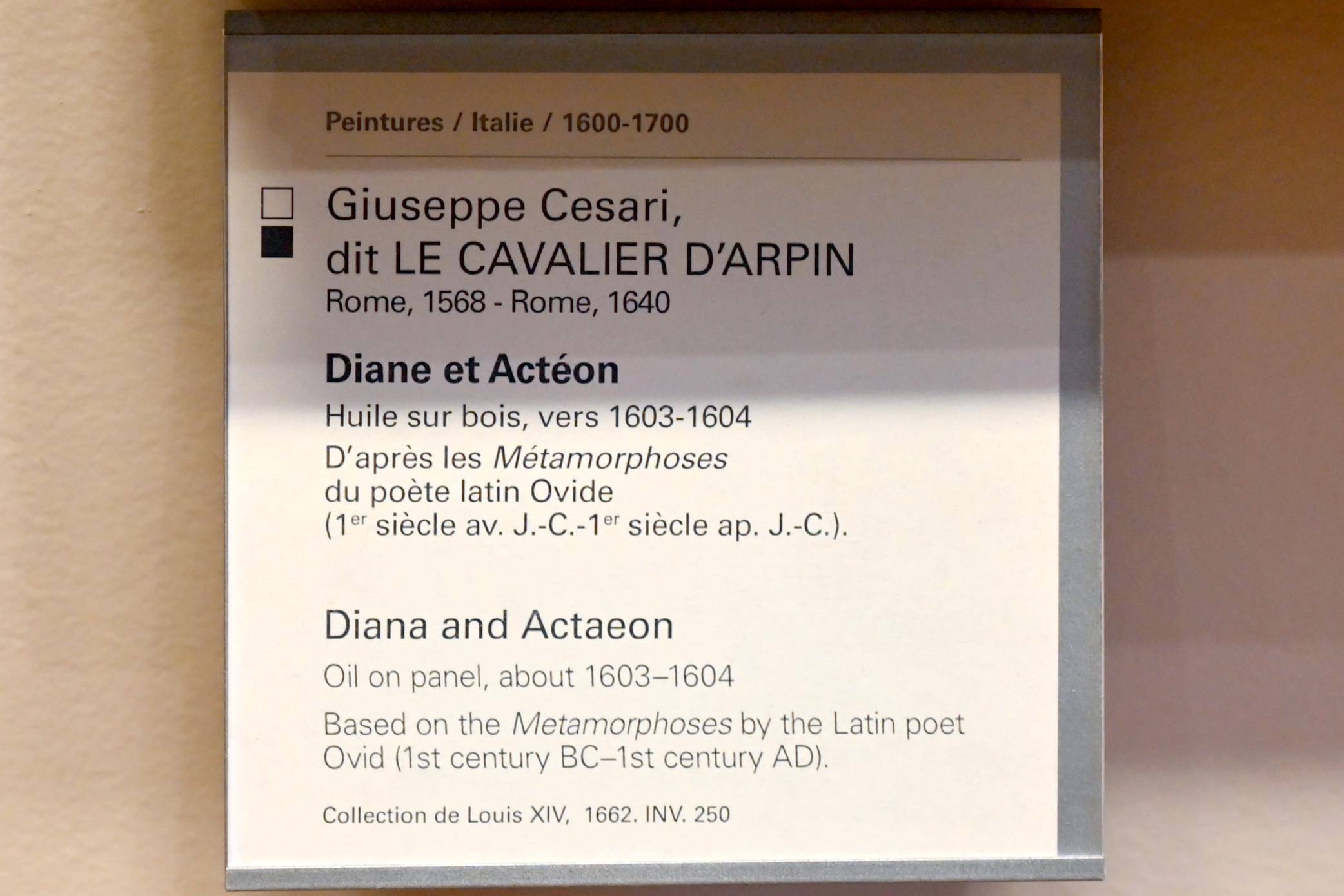Giuseppe Cesari (Il Cavaliere d'Arpino) (1596–1608), Diana und Aktäon, Paris, Musée du Louvre, Saal 727, um 1603–1604, Bild 2/2
