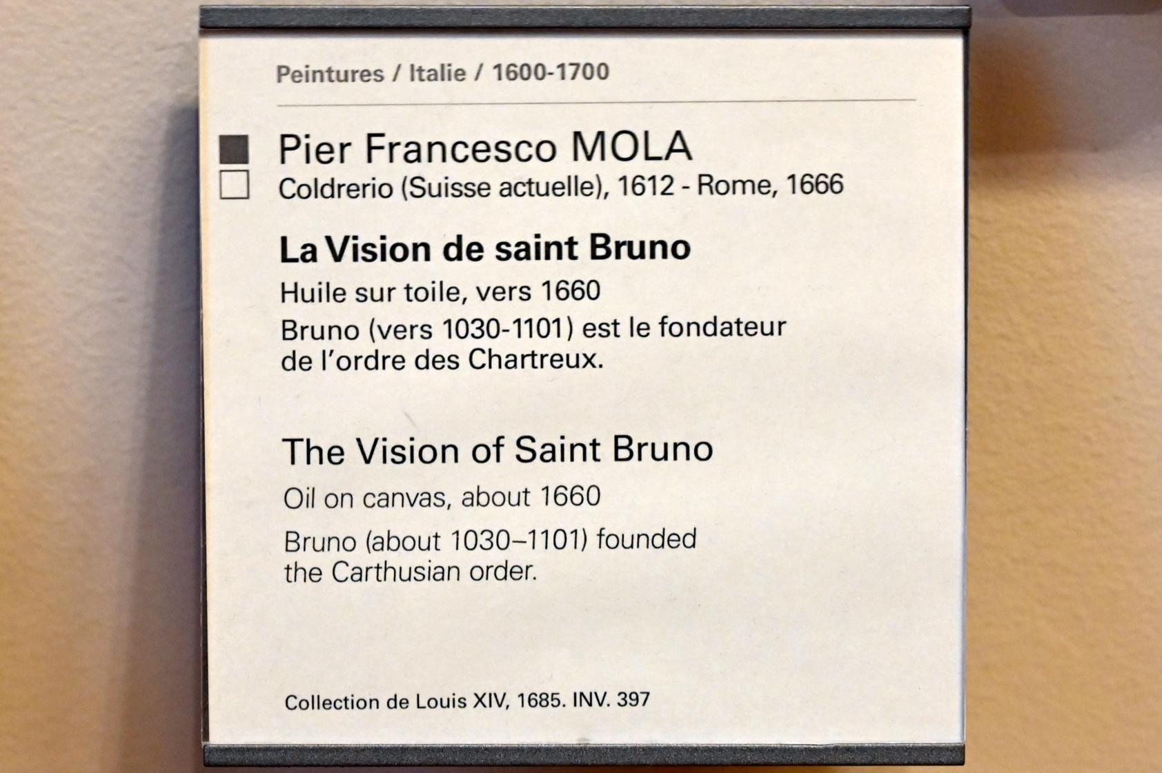 Pier Francesco Mola (1632–1660), Die Vision des Heiligen Bruno, Paris, Musée du Louvre, Saal 729, um 1660, Bild 2/2