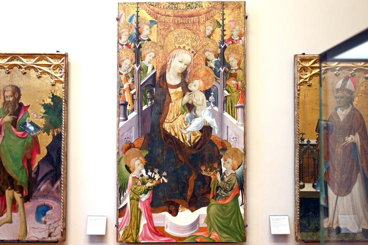 Meister von Osma (1430), Maria mit Kind umgeben von Engeln, El Burgo de Osma, Kathedrale Mariä Himmelfahrt, jetzt Paris, Musée du Louvre, Saal 730, um 1430, Bild 1/2