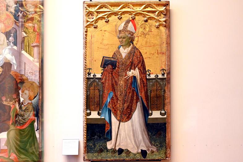 Meister von Osma (1430), Heiliger Amrosius, El Burgo de Osma, Kathedrale Mariä Himmelfahrt, jetzt Paris, Musée du Louvre, Saal 730, um 1430, Bild 1/2