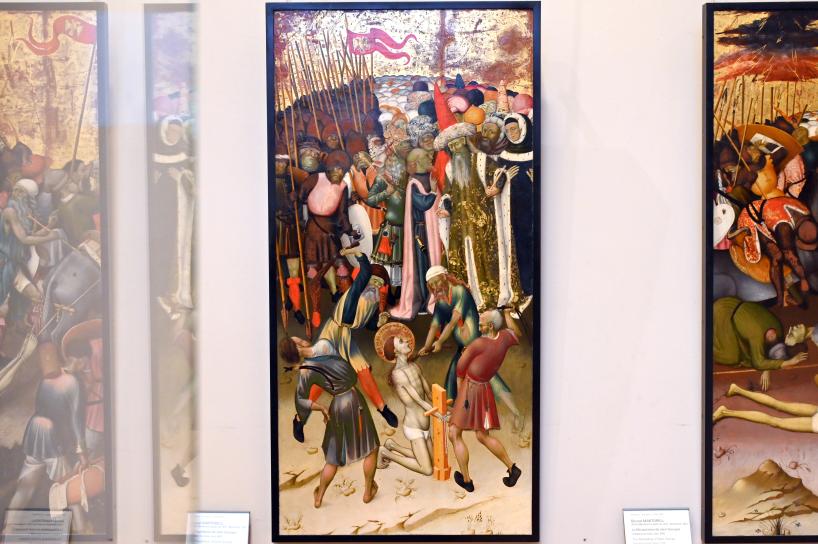 Bernat Martorell (1435), Die Geißelung des Heiligen Georg, Barcelona, Palacio de la Generalidad de Cataluña, jetzt Paris, Musée du Louvre, Saal 730, um 1435, Bild 1/3