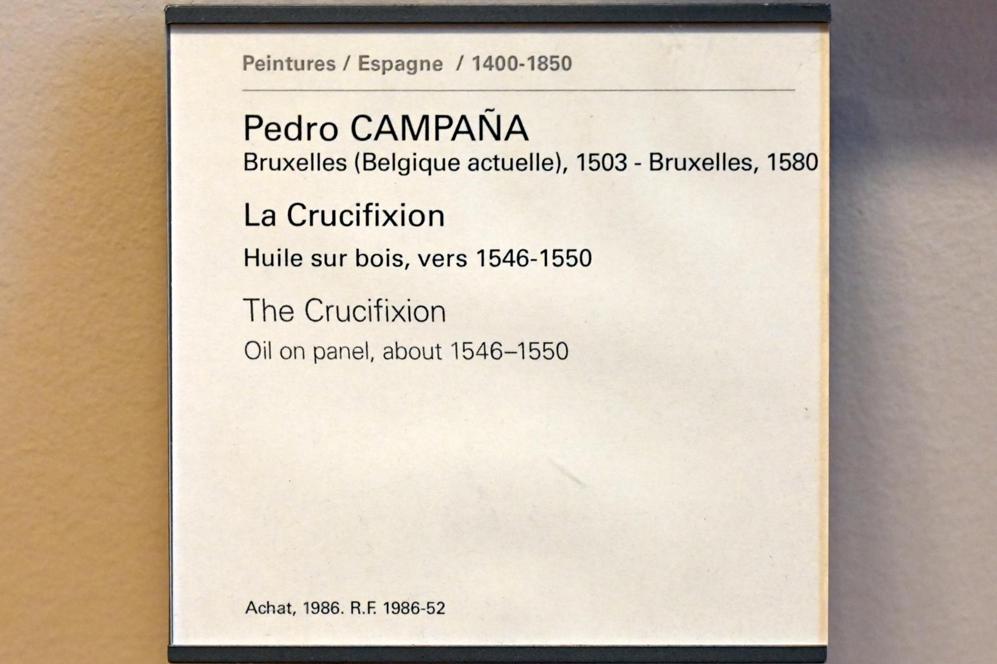 Pedro de Campaña (1548), Die Kreuzigung, Paris, Musée du Louvre, Saal 732, um 1546–1550, Bild 2/2
