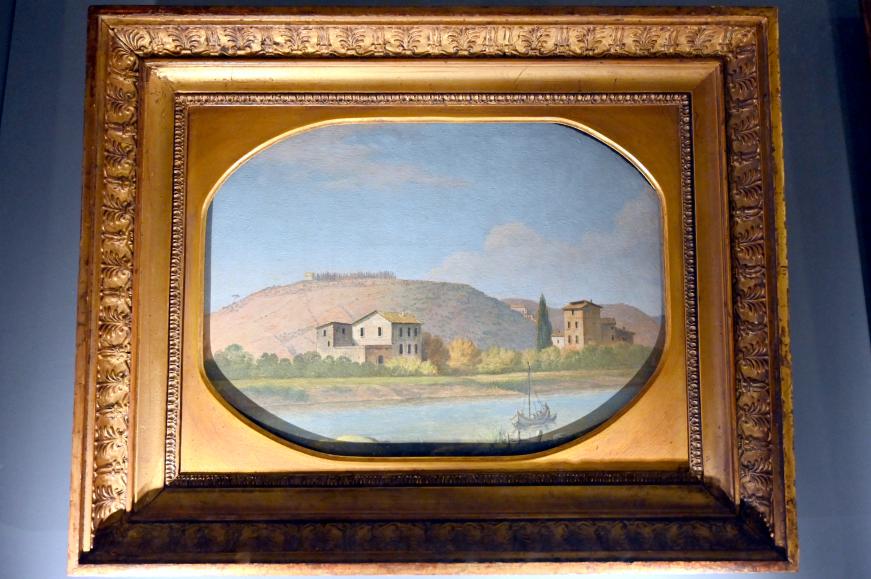 Thomas Jones (1777–1786), Blick auf Monte Mario (Italien) vom Tiber aus, Paris, Musée du Louvre, Saal 713, 1777, Bild 1/2