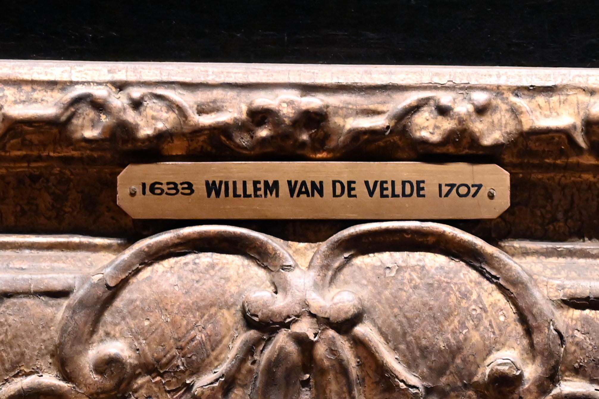 Willem van de Velde der Jüngere (1653–1673), Eine niederländische Flotte geht im Wind vor Anker, London, Kenwood House, Raum 6, um 1665, Bild 2/2