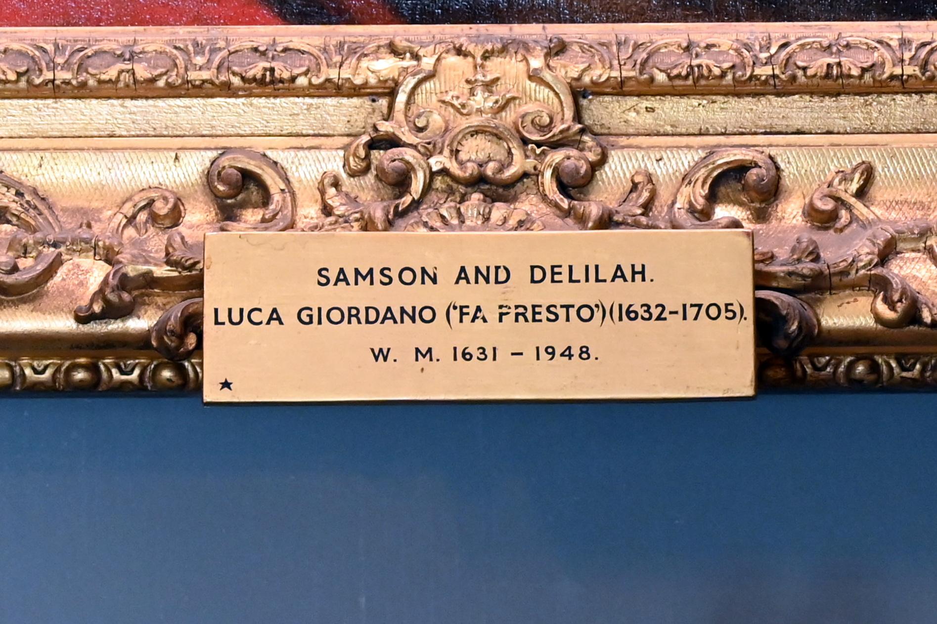Luca Giordano (1651–1696), Simson und Delila (Richter 16:19), Madrid, Palacio del Buen Retiro, jetzt London, Kenwood House, Raum 8, um 1696, Bild 2/3