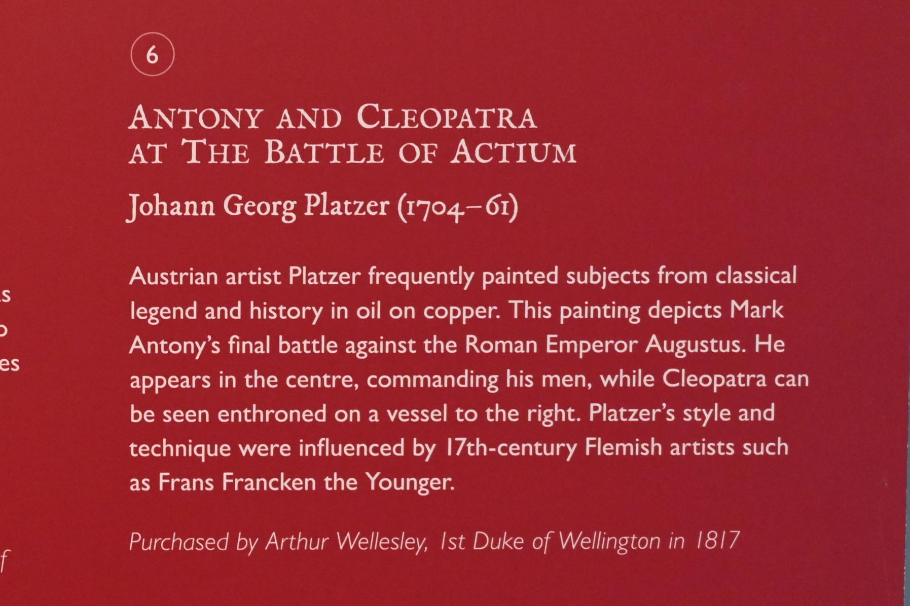 Johann Georg Platzer (1725–1750), Antonius und Kleopatra in der Schlacht von Aktium, London, Kenwood House, Raum 8, Undatiert, Bild 3/3