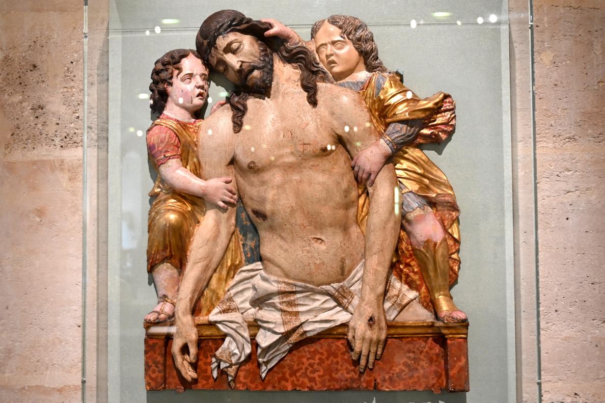Der tote Christus, getragen von zwei Engeln (Imago Pietatis), Paris, Musée du Louvre, Saal 160, Ende 15. Jhd., Bild 1/2