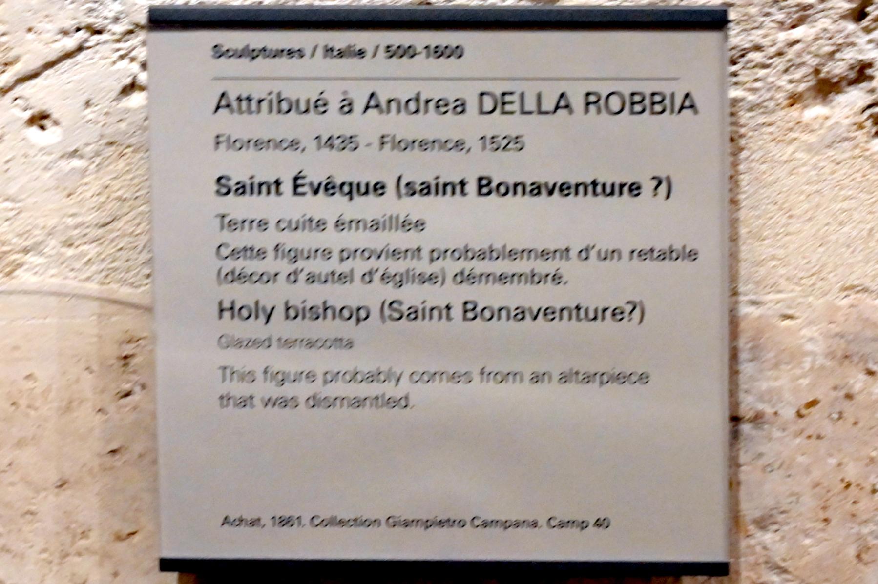 Andrea della Robbia (1465–1525), Heiliger Bischof (Heiliger Bonaventura?), Paris, Musée du Louvre, Saal 163, Undatiert, Bild 3/3