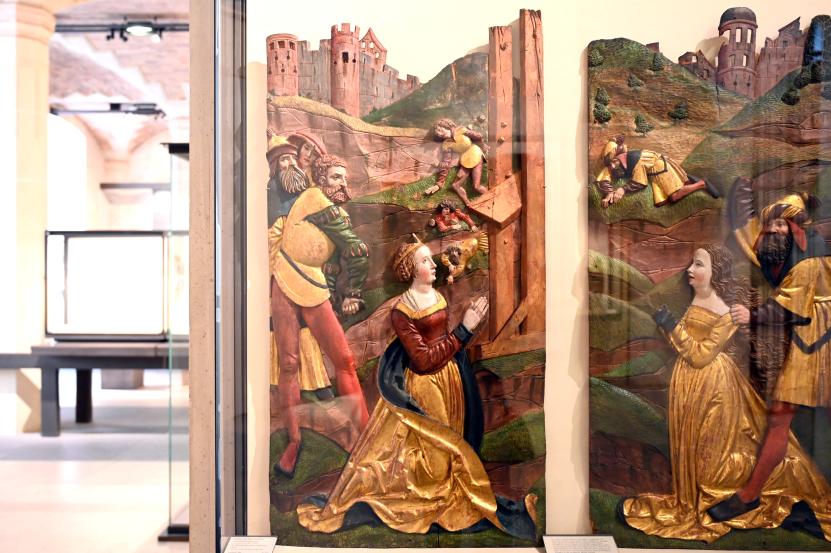 Hans Gieng (Werkstatt) (1524), Martyrium der Heiligen Katharina, Ependes FR, Kirche Saint-Etienne, jetzt Paris, Musée du Louvre, Saal 168, 1524, Bild 1/3