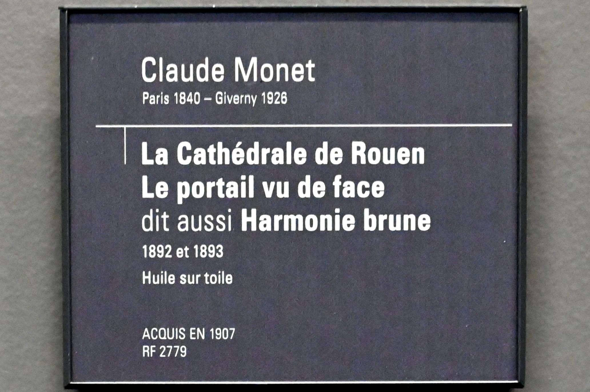 Claude Monet (1864–1925), Kathedrale von Rouen, Das Portal von vorne (Braune Harmonie), Paris, Musée d’Orsay, 1892–1893, Bild 2/3