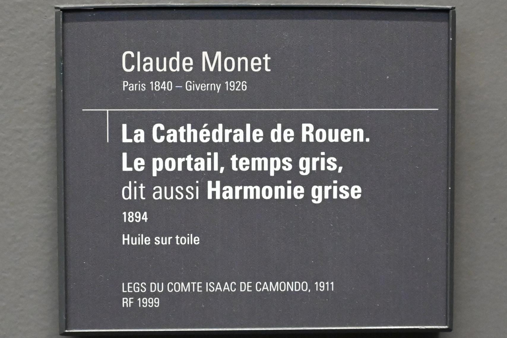 Claude Monet (1864–1925), Kathedrale von Rouen, Das Portal bei grauem Wetter (Graue Harmonie), Paris, Musée d’Orsay, 1894, Bild 2/3
