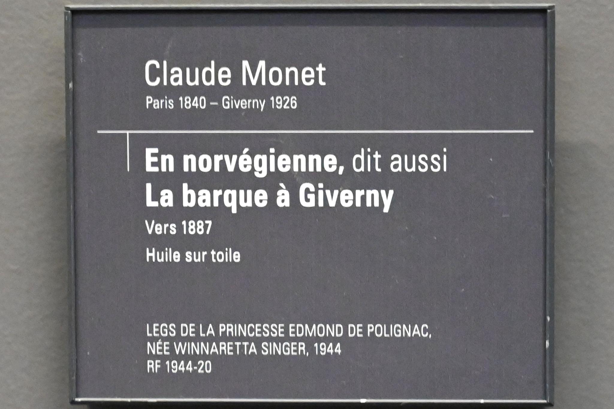 Claude Monet (1864–1925), Norwegisch (Das Boot in Giverny), Paris, Musée d’Orsay, um 1887, Bild 2/2