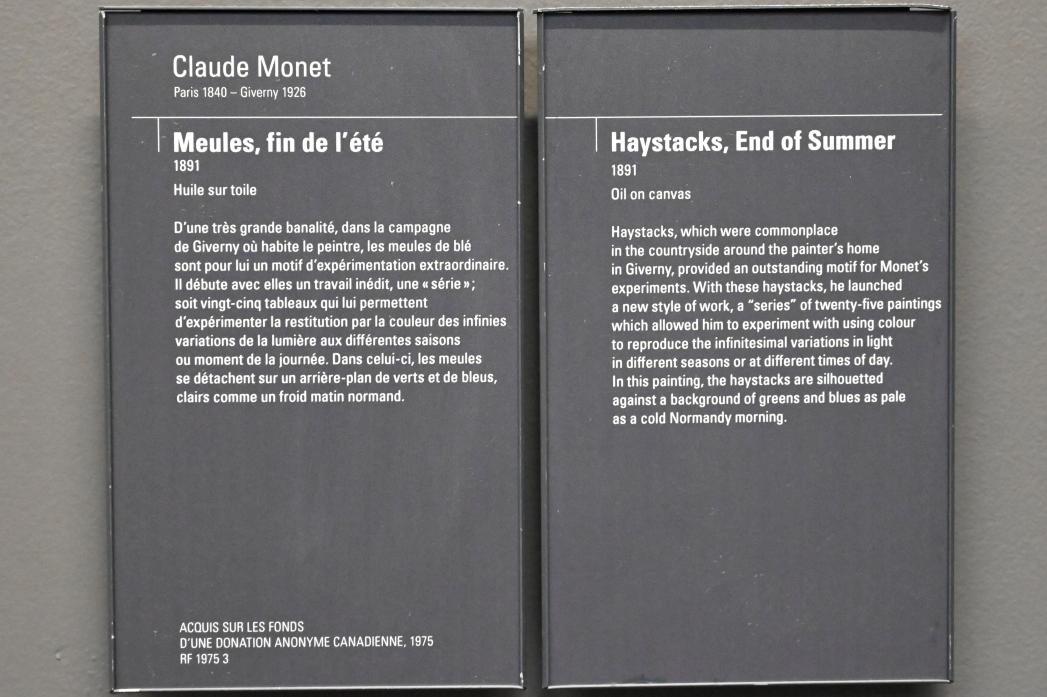 Claude Monet (1864–1925), Heuschober im Spätsommer, Paris, Musée d’Orsay, 1891, Bild 2/2