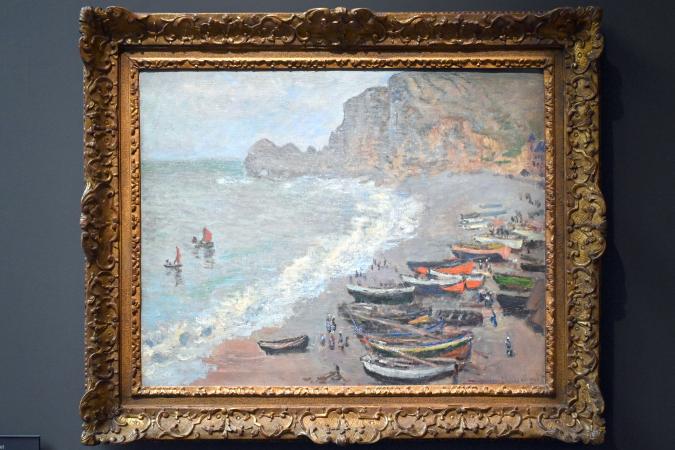 Claude Monet (1864–1925), Strand und die Porte d’Amont bei Étretat, Paris, Musée d’Orsay, 1883, Bild 1/2