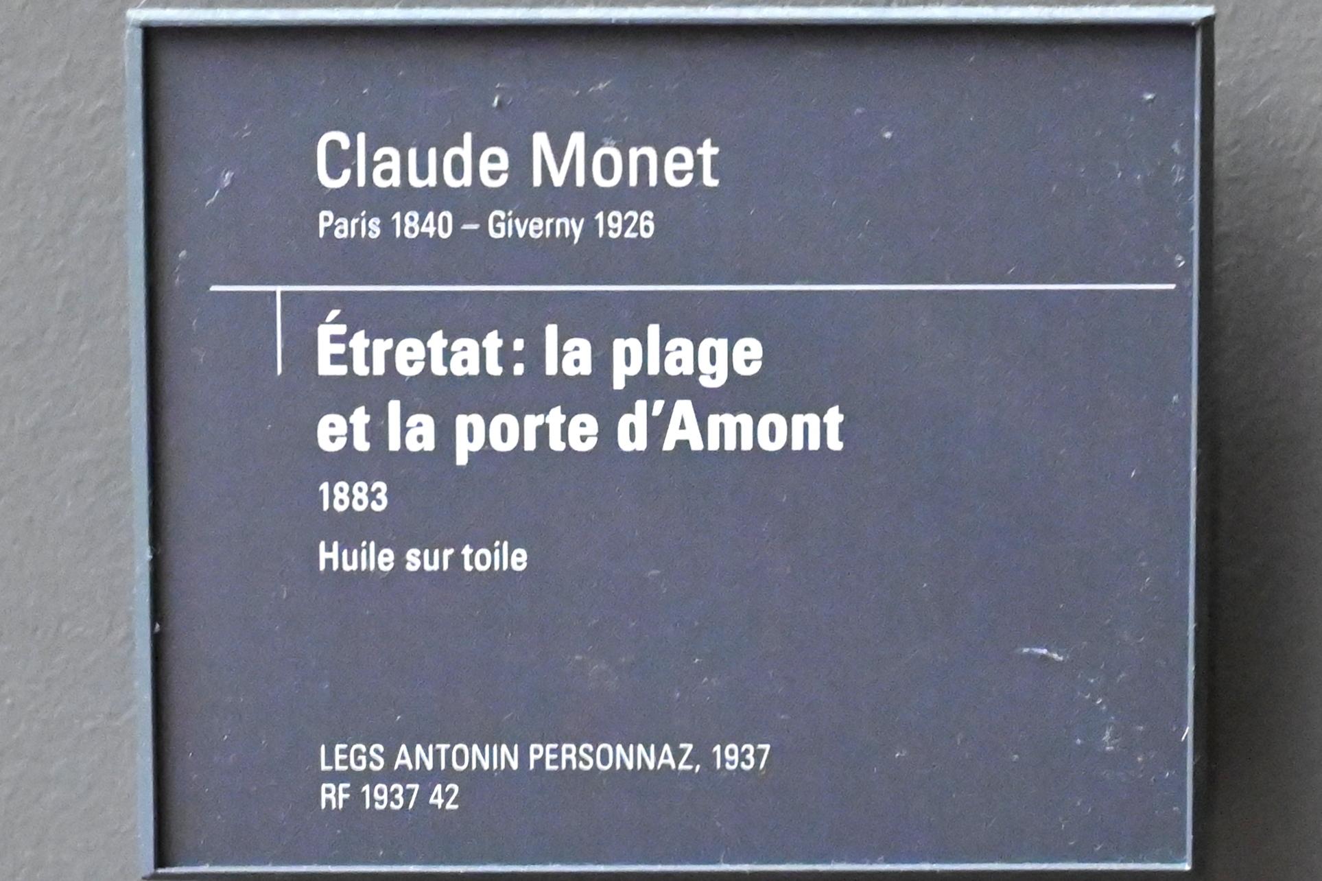 Claude Monet (1864–1925), Strand und die Porte d’Amont bei Étretat, Paris, Musée d’Orsay, 1883, Bild 2/2