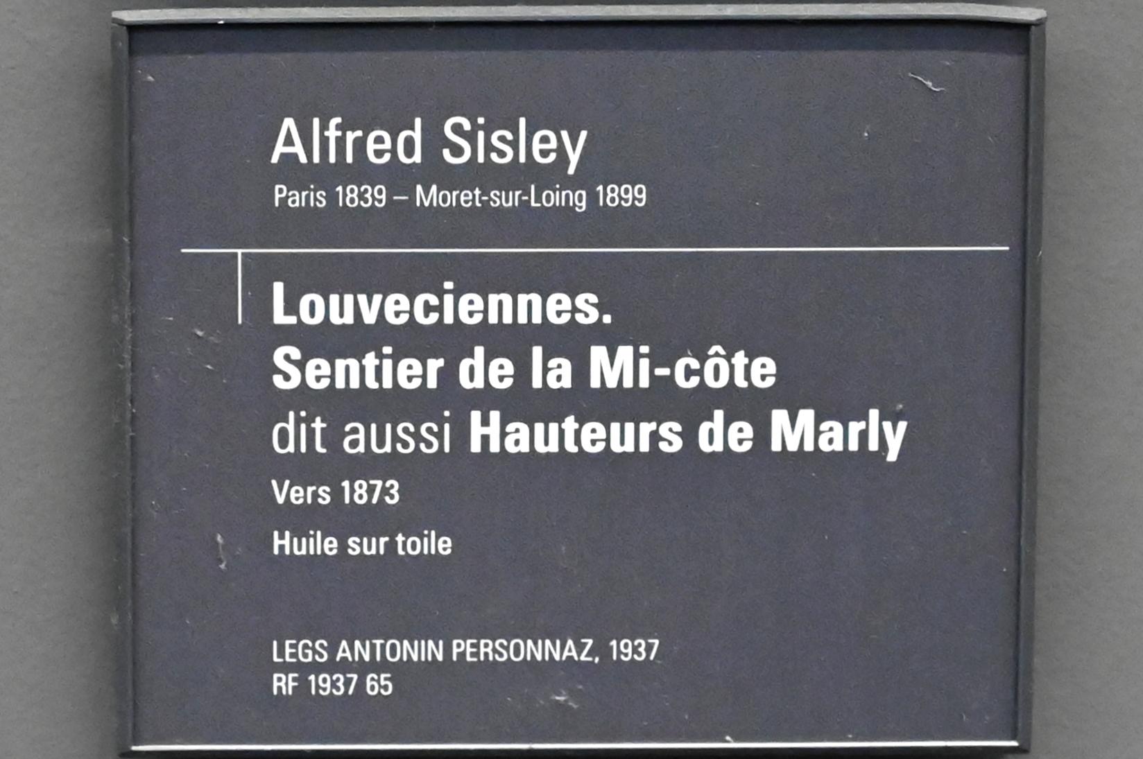 Alfred Sisley (1872–1896), Louveciennes. Sentier de la Mi-côte (Hauteurs de Marly), Paris, Musée d’Orsay, um 1873, Bild 2/2