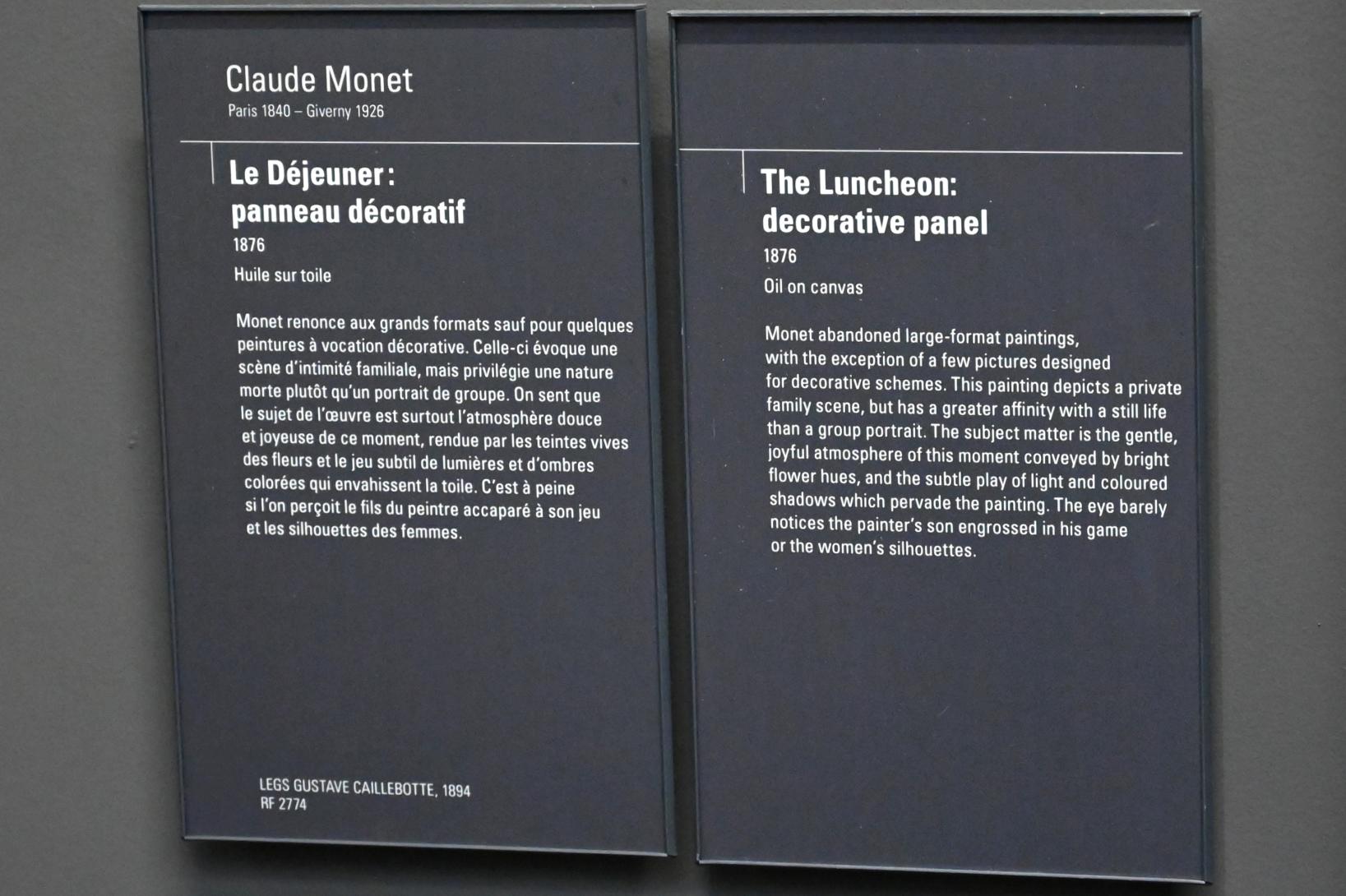 Claude Monet (1864–1925), Das Mittagessen: dekorative Tafel, Paris, Musée d’Orsay, 1876, Bild 3/3