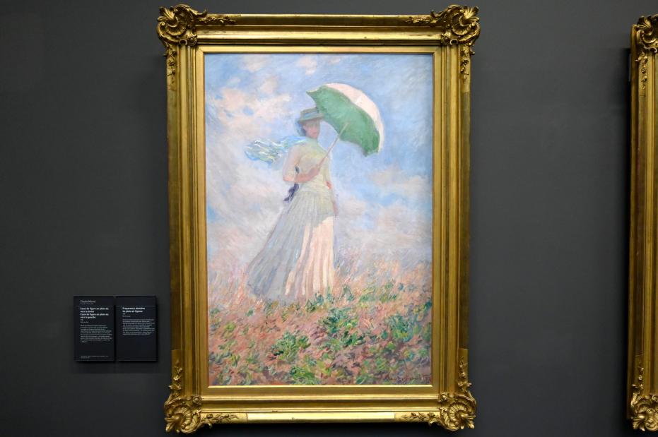Claude Monet (1864–1925), Frau mit Sonnenschirm nach rechts, Paris, Musée d’Orsay, 1886, Bild 1/2