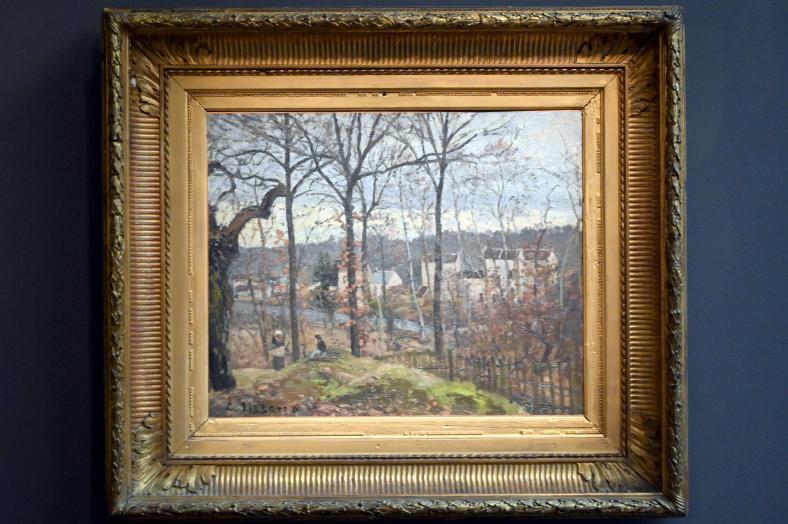Camille Pissarro (1863–1903), Winterlandschaft in Louveciennes, Paris, Musée d’Orsay, um 1870, Bild 1/2