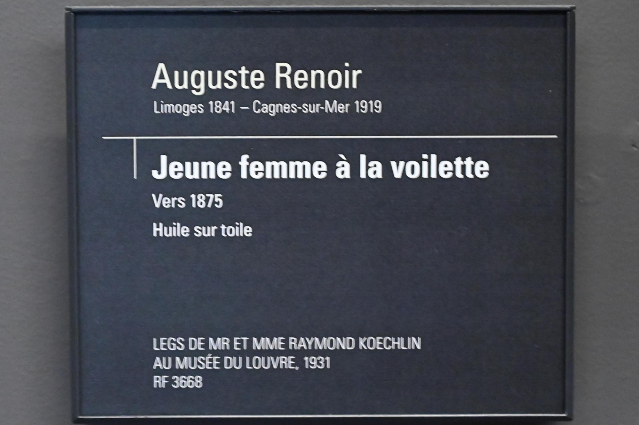 Auguste Renoir (Pierre-Auguste Renoir) (1866–1918), Junge Frau mit Schleier, Paris, Musée d’Orsay, um 1875, Bild 2/2