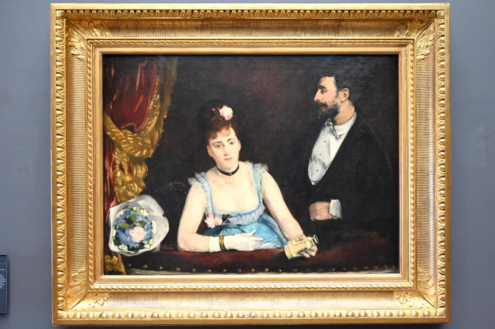 Eva Gonzalès (1874–1880), Die Theaterloge, Paris, Musée d’Orsay, um 1874, Bild 1/2