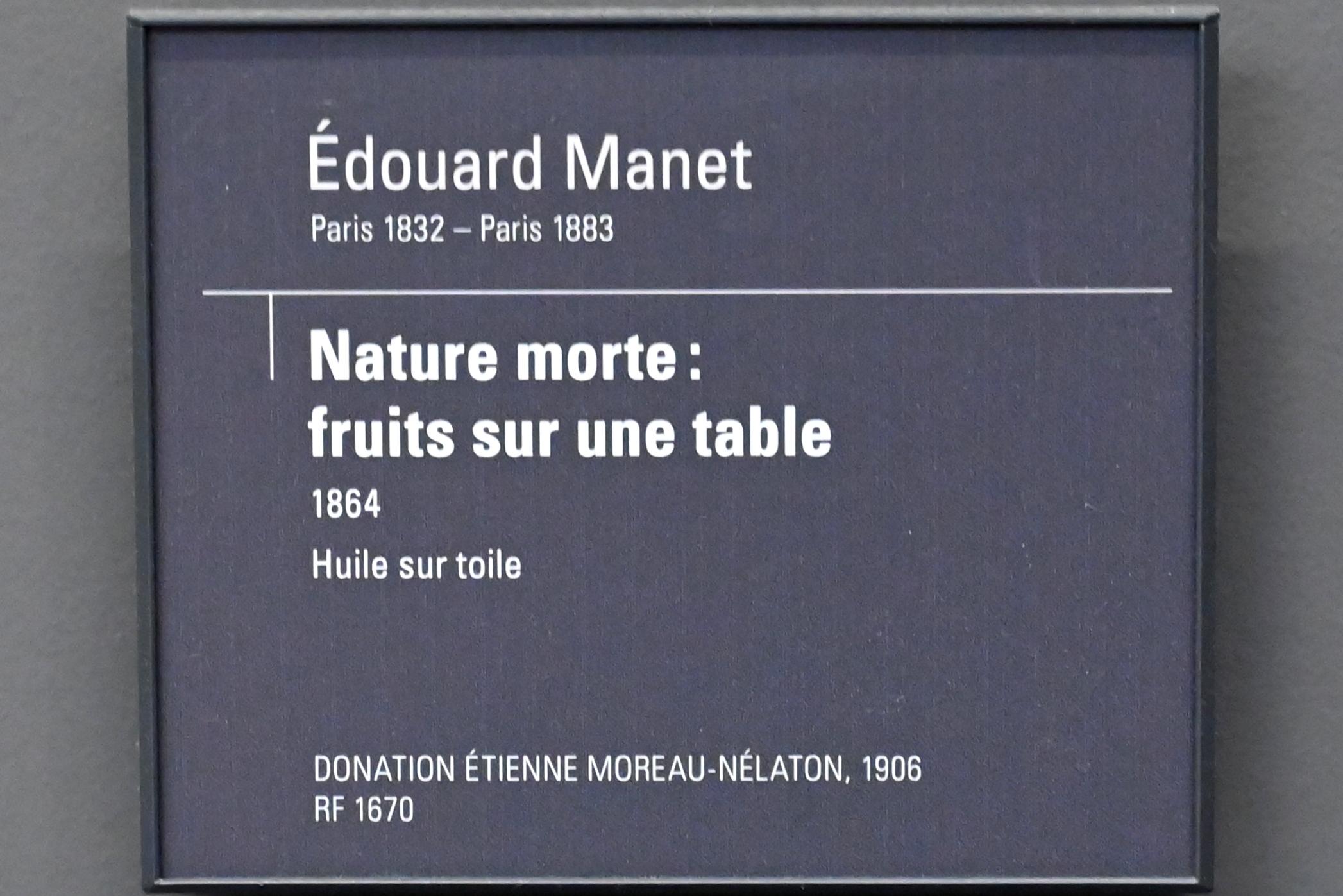 Édouard Manet (1855–1882), Obst auf einem Tisch, Paris, Musée d’Orsay, 1864, Bild 2/2