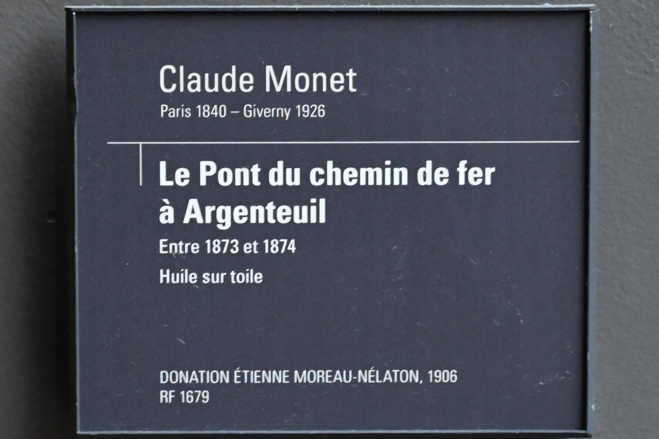Claude Monet (1864–1925), Die Eisenbahnbrücke in Argenteuil, Paris, Musée d’Orsay, 1873–1874, Bild 2/2