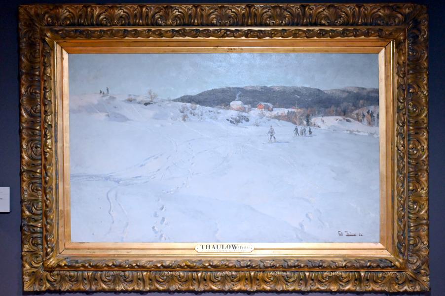Frits Thaulow (1886–1896), Der Winter in Norwegen (Wintertag in Norwegen), Paris, Musée d’Orsay, 1886, Bild 1/2