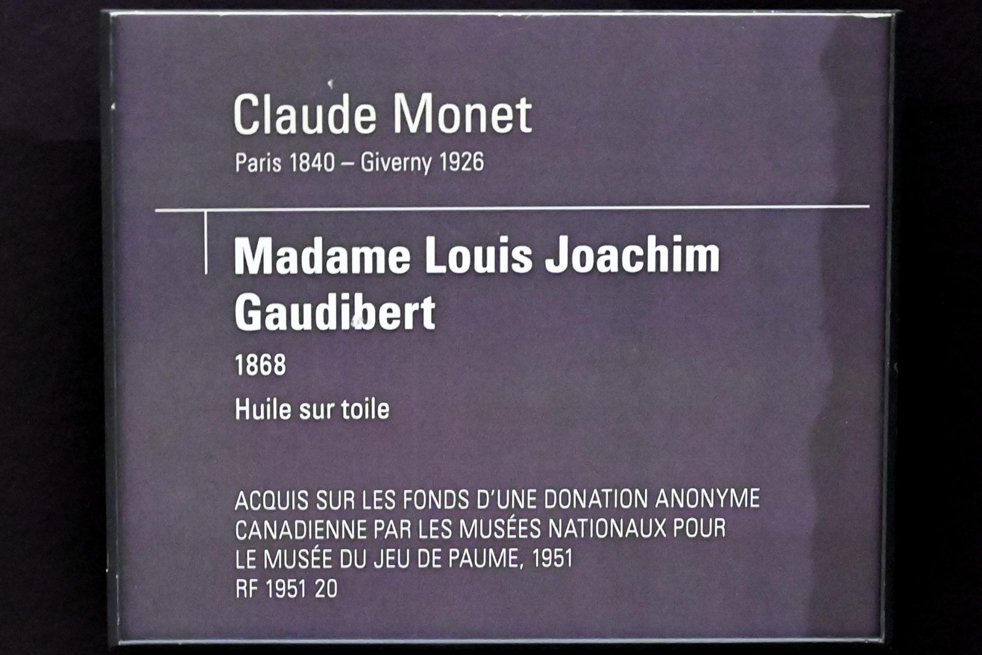Claude Monet (1864–1925), Porträt der Madame Louis Joachim Gaudibert, Paris, Musée d’Orsay, 1868, Bild 2/2