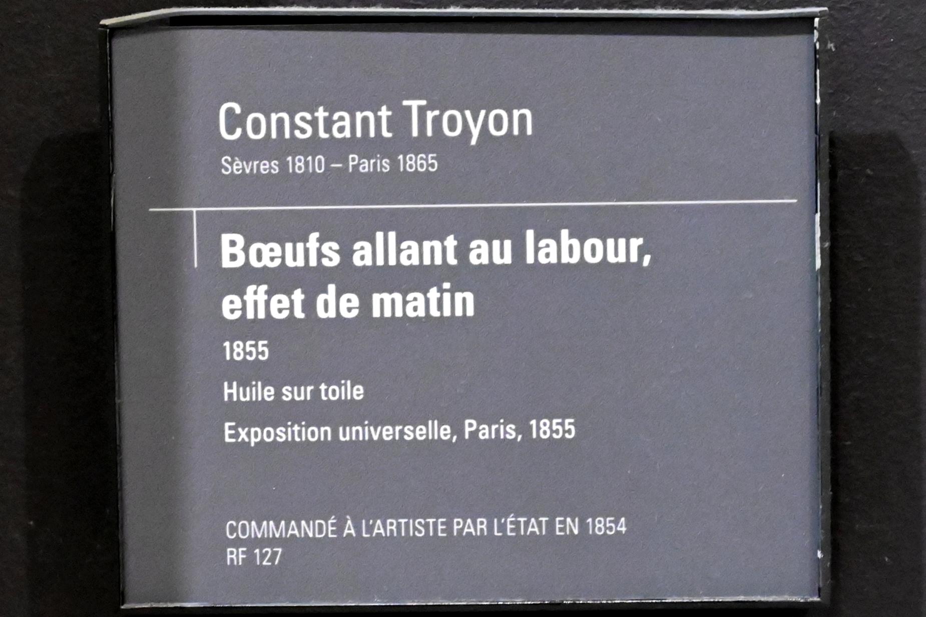 Constant Troyon (1845–1858), Ochsenpflug am Morgen, Paris, Musée d’Orsay, 1855, Bild 2/2