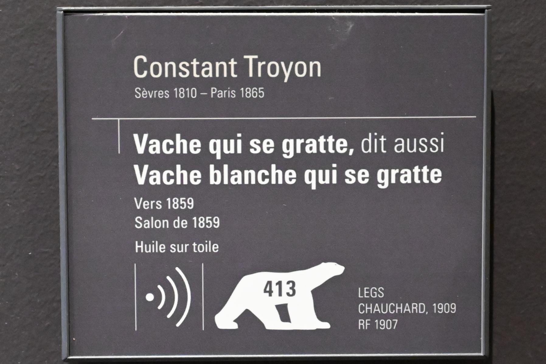 Constant Troyon (1845–1858), Scheuernde Kuh (Scheuernde weiße Kuh), Paris, Musée d’Orsay, vor 1859, Bild 2/2