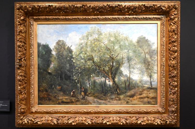 Jean-Baptiste Camille Corot (1823–1874), Der Trompetenbaum, Erinnerung an Ville-d’Avray, Paris, Musée d’Orsay, vor 1869, Bild 1/2