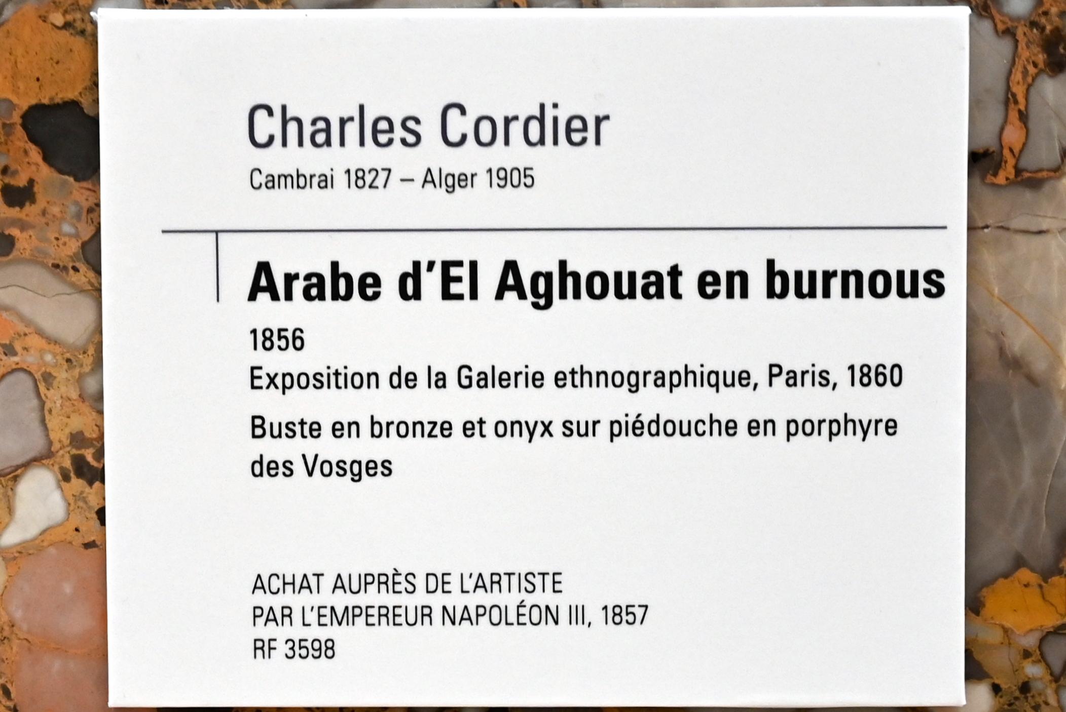 Charles Henri Joseph Cordier (1856–1861), Araber aus El Aghouat in Burnous, Paris, Musée d’Orsay, 1856, Bild 5/5