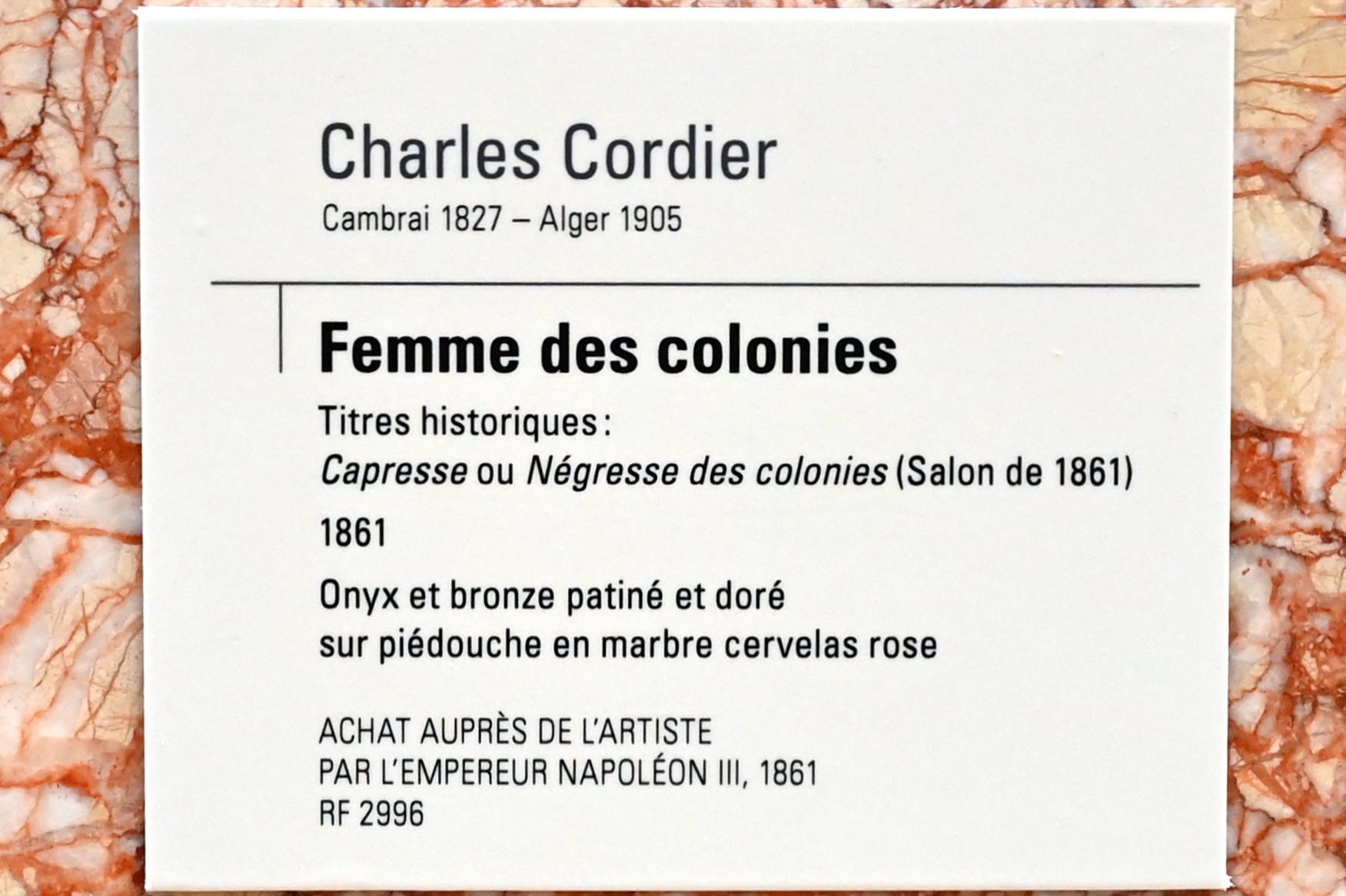 Charles Henri Joseph Cordier (1856–1861), Kolonialfrau (Kolonialnegerin, La Capresse), Paris, Musée d’Orsay, 1861, Bild 5/5