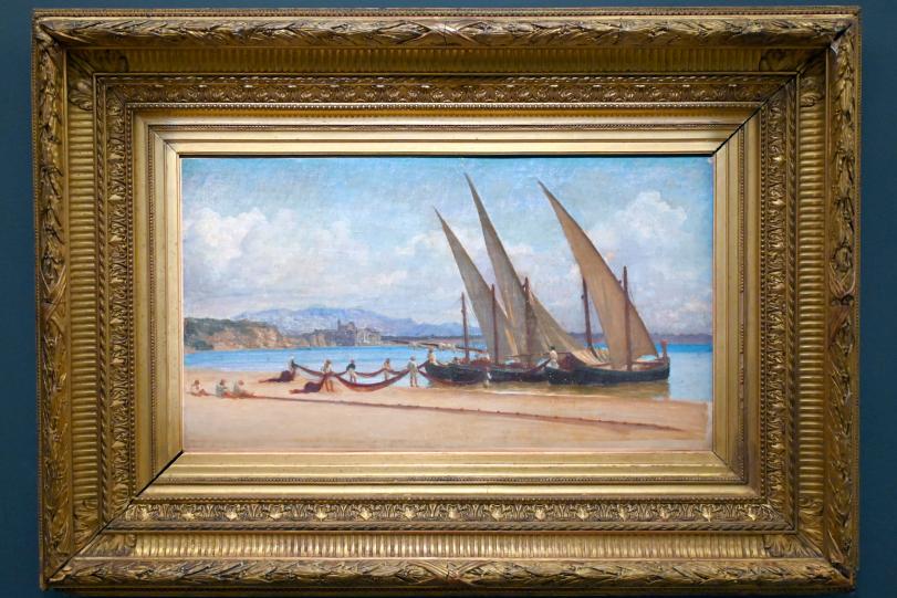 Ernest Hébert (1848–1880), Netzeinholung der Fischer am Hafen von Anzio, Paris, Musée d’Orsay, Undatiert, Bild 1/2