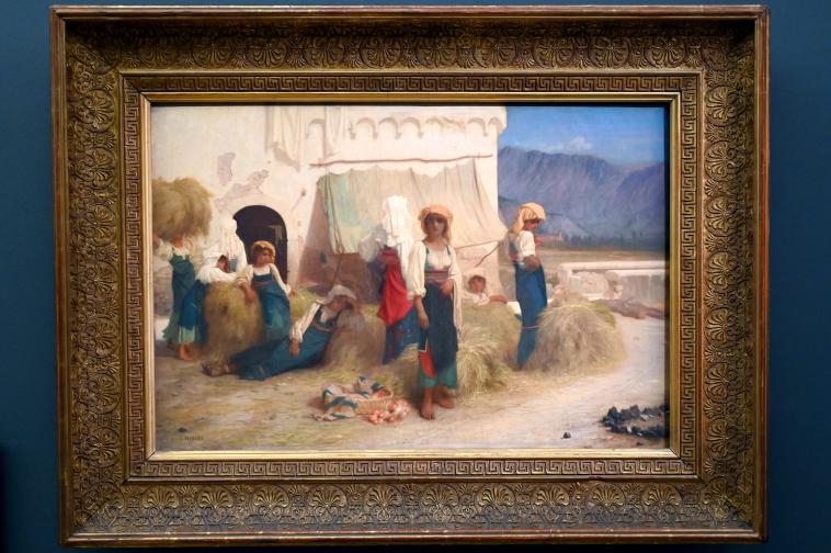 Ernest Hébert (1848–1880), Die Fienaroles von San Germano (Die Fienarolles von San Angelo, die Heu am Stadteingang von San Germano (Königreich Neapel) verkaufen), Paris, Musée d’Orsay, um 1854, Bild 1/2