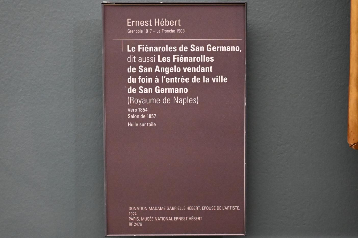 Ernest Hébert (1848–1880), Die Fienaroles von San Germano (Die Fienarolles von San Angelo, die Heu am Stadteingang von San Germano (Königreich Neapel) verkaufen), Paris, Musée d’Orsay, um 1854, Bild 2/2