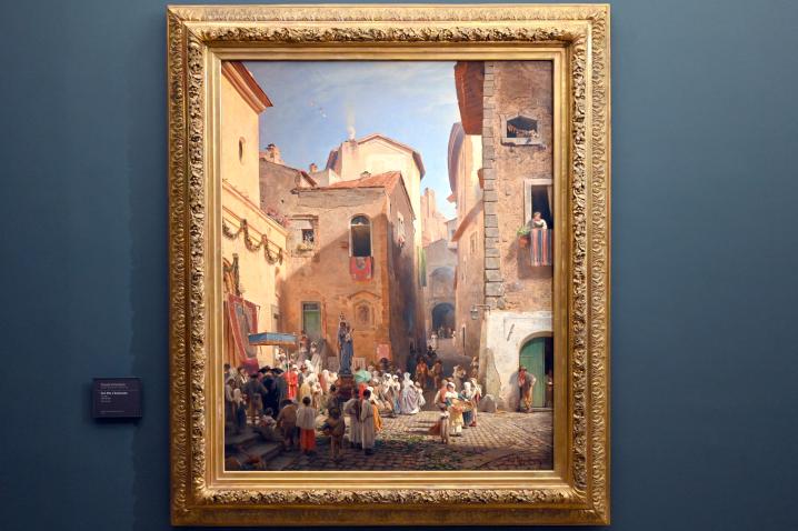 Oswald Achenbach (1845–1878), Straßenfest in Genazzano, Paris, Musée d’Orsay, vor 1865, Bild 1/2