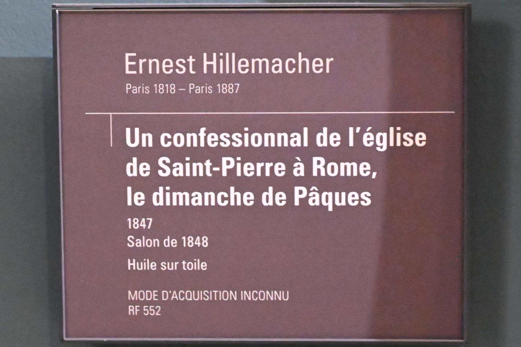Eugène Ernest Hillemacher (1847), Am Beichtstuhl im Petersdom in Rom am Ostersonntag, Paris, Musée d’Orsay, 1847, Bild 2/2