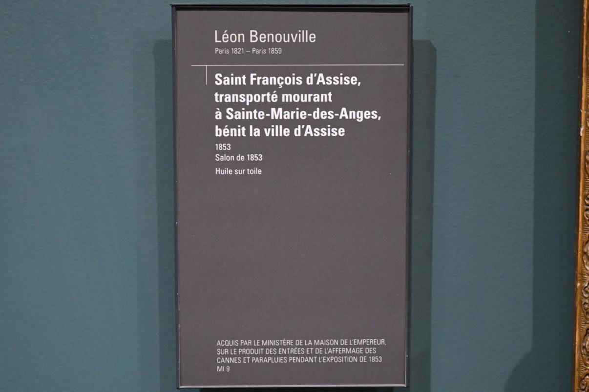 Léon Benouville (1853–1855), Der im Sterben liegende heilige Franziskus von Assisi segnet während seiner Überführung nach Sainte-Marie-des-Anges die Stadt Assisi, Paris, Musée d’Orsay, 1853, Bild 2/2